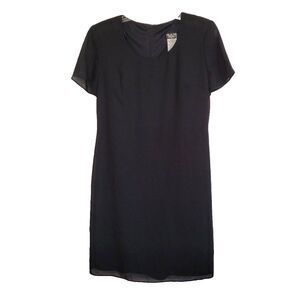 Vintage Helene Blake Dress 10P Petite Black Sheer Overlay Cap Sleeve Cocktails